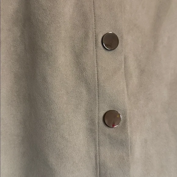 Button-Front greyish Crean Tan Velvet Skirt - Picture 3 of 10